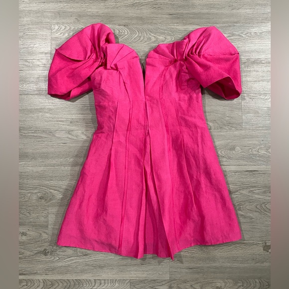 Cult Gaia Asal Off-the-Shoulder Puff Sleeve Dress Calliandra Size 8 Pink‎ - Picture 4 of 8